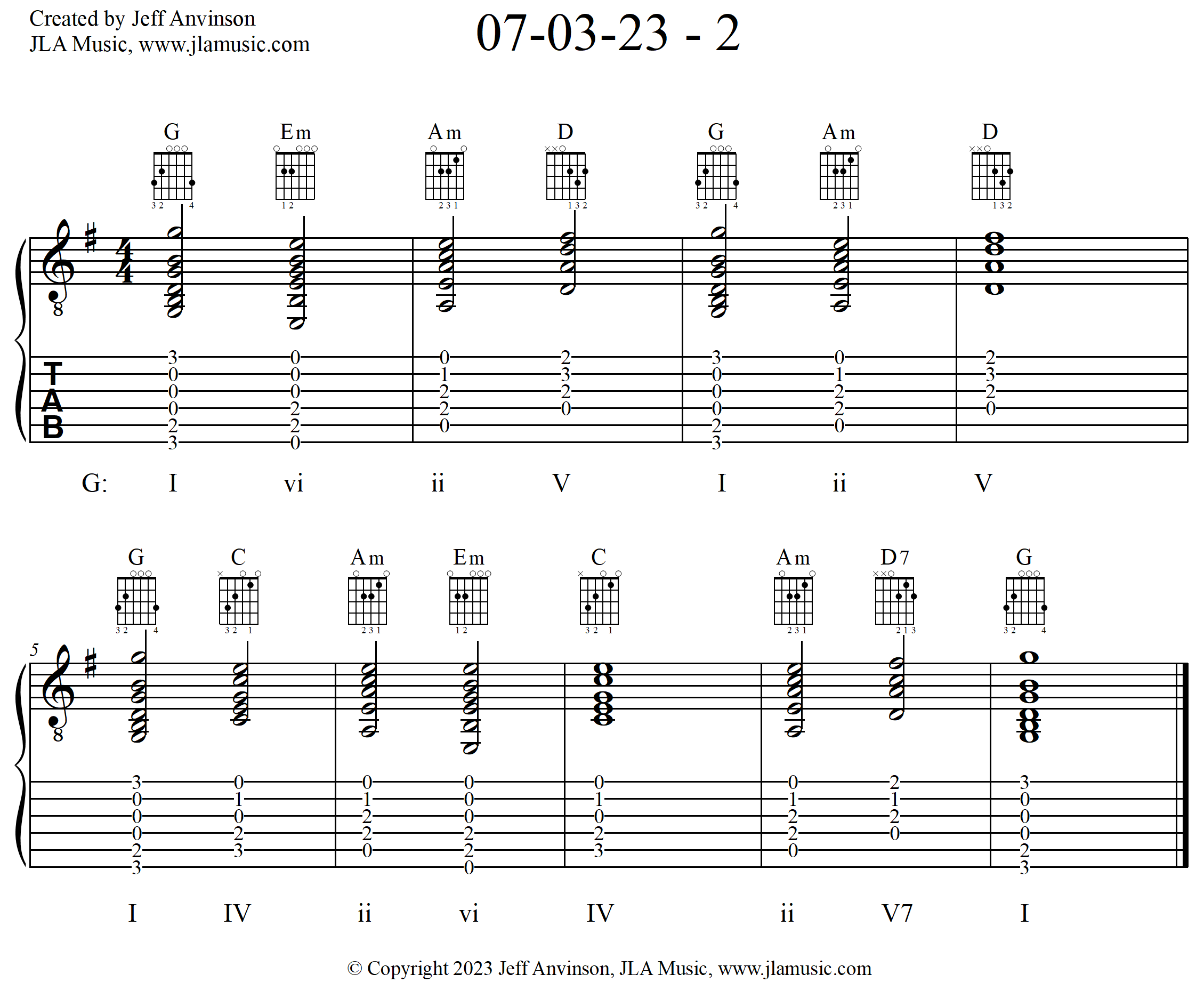 chord progression 07-03-23 2 copyright 2023 Jeff Anvinson JLA Music www.guitar-etc.com